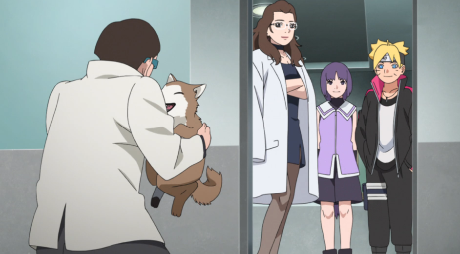 首先犬冢秋田不再走犬冢一族的道路,而是从事科学忍具工作,并且如今