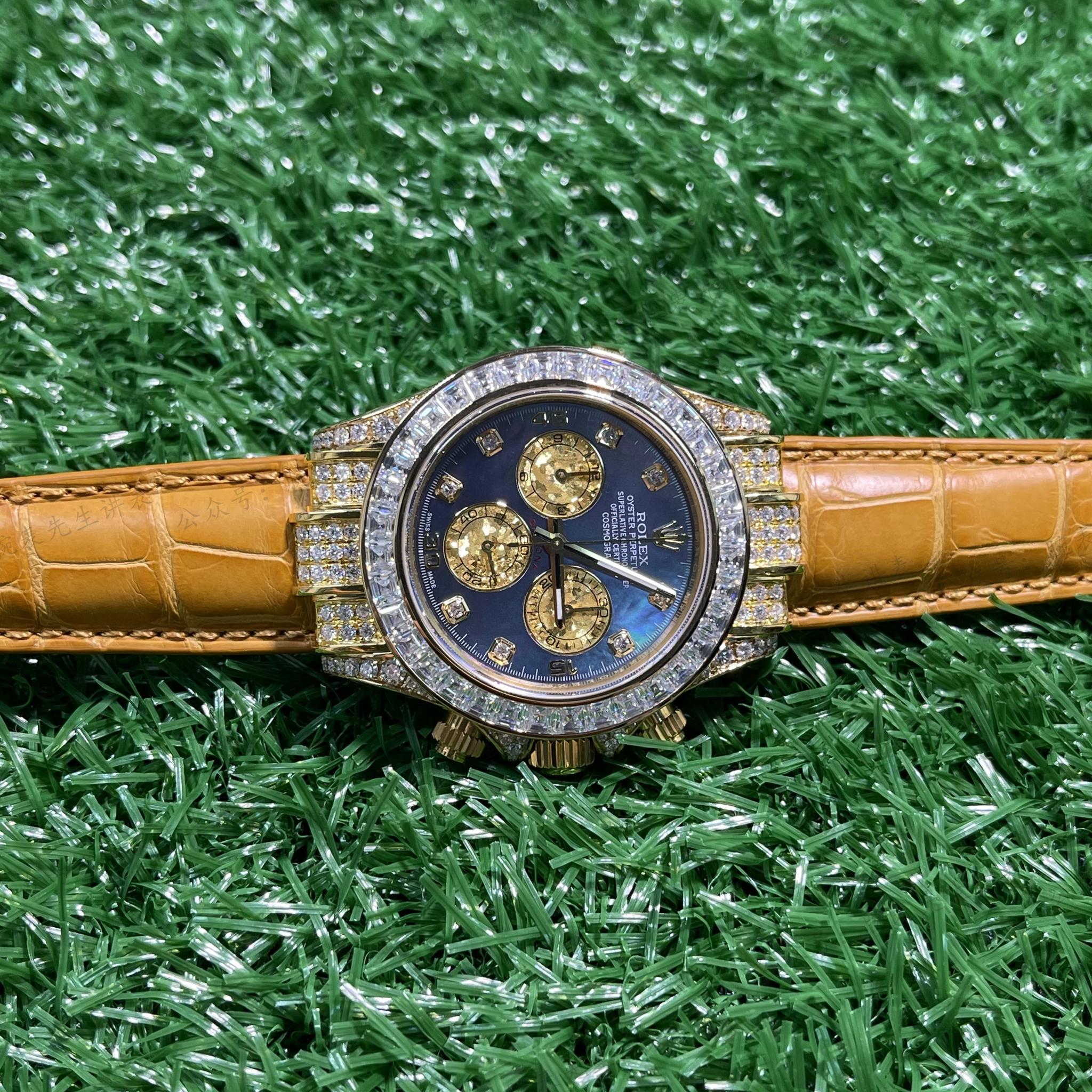劳力士改装篇后镶钻劳力士迪通拿改装大溪地贝母盘案例