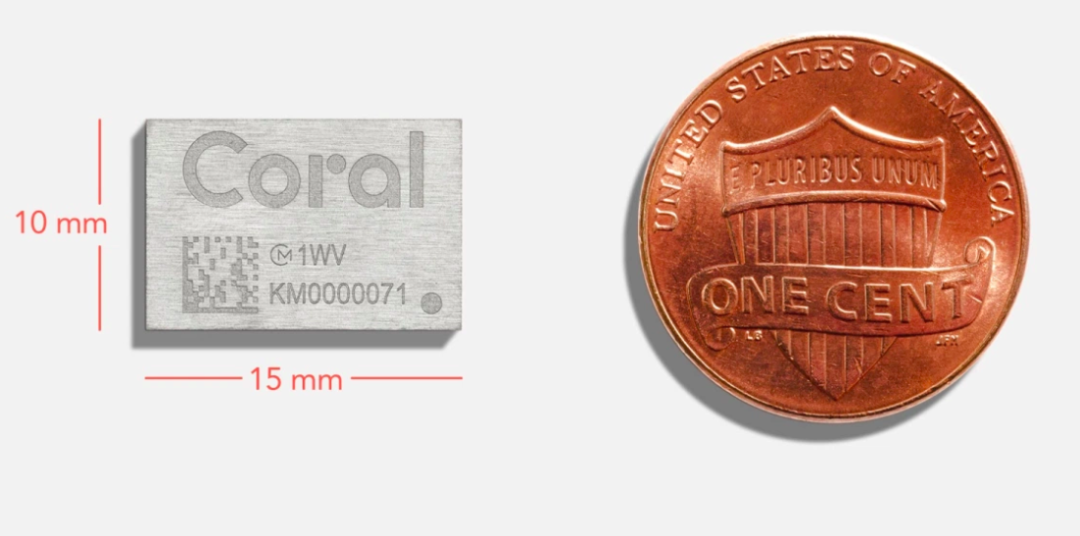 图为Carol加速器模块，带有Google Edge TPU的新型多芯片模块。