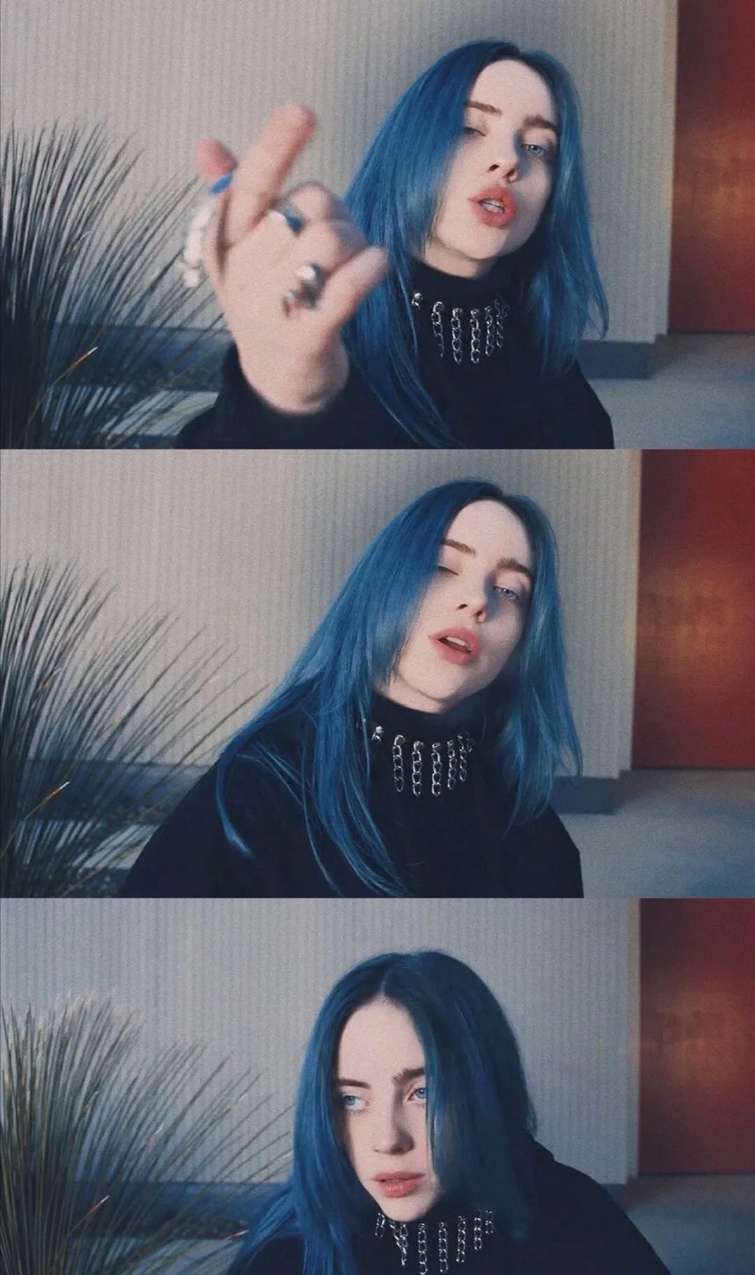 行走在时尚重点线的碧梨可以说是行走的发色种草机,绿发经典,蓝发跟瞳