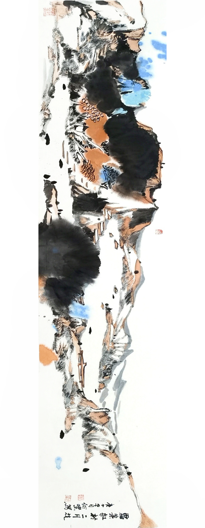 野旷沙岸净天高秋月明画家何啸山水画艺术