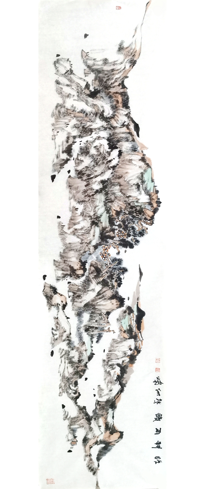 野旷沙岸净天高秋月明画家何啸山水画艺术