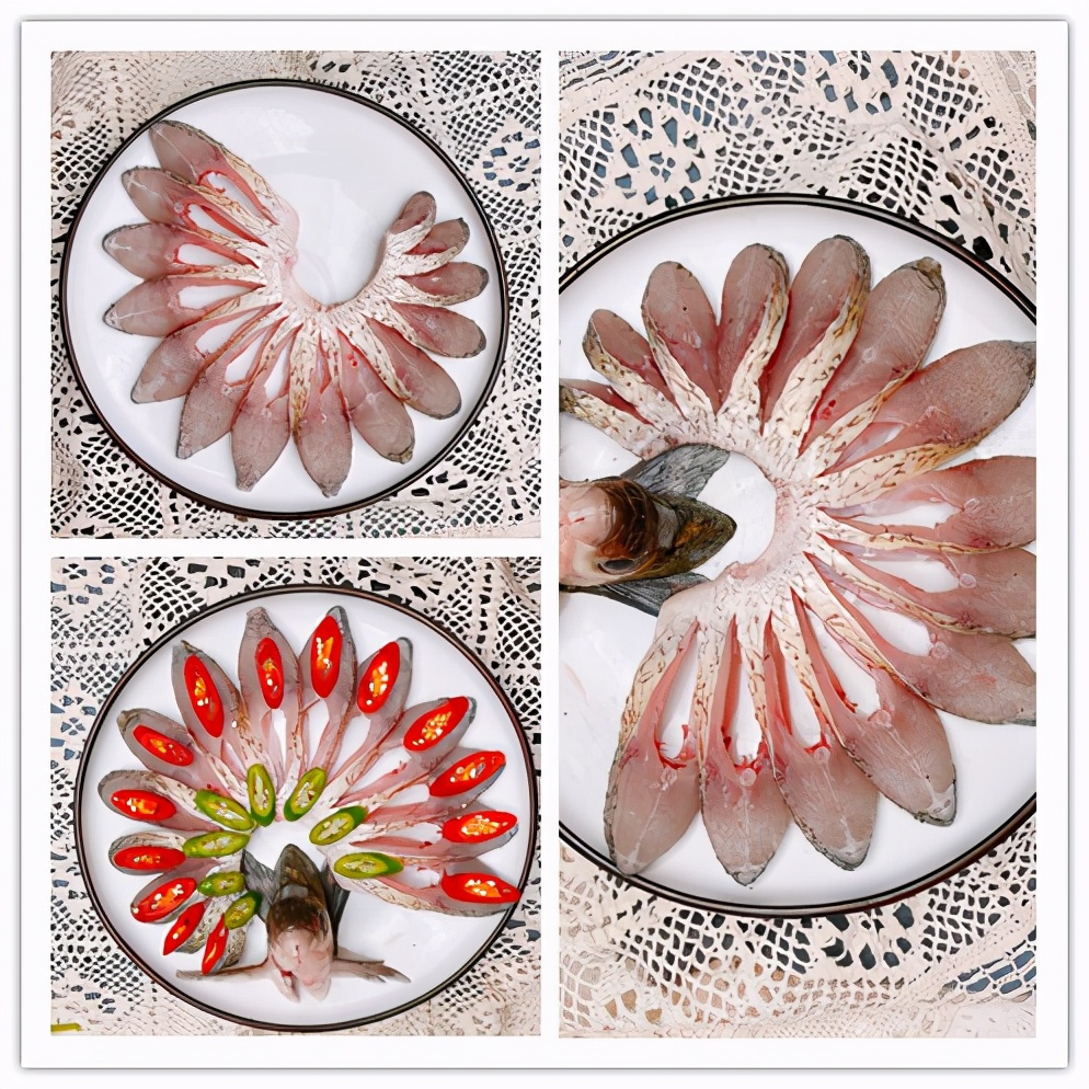 然后再点缀少许青辣椒,具体的可以根据实际需求摆盘;7,摆好盘的鱼,水