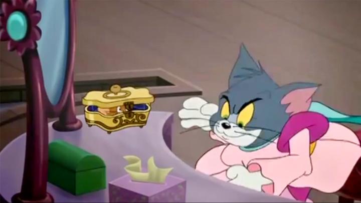 猫和老鼠:汤姆现在穿着女装呢,太搞笑了,可惜找不到杰瑞在哪