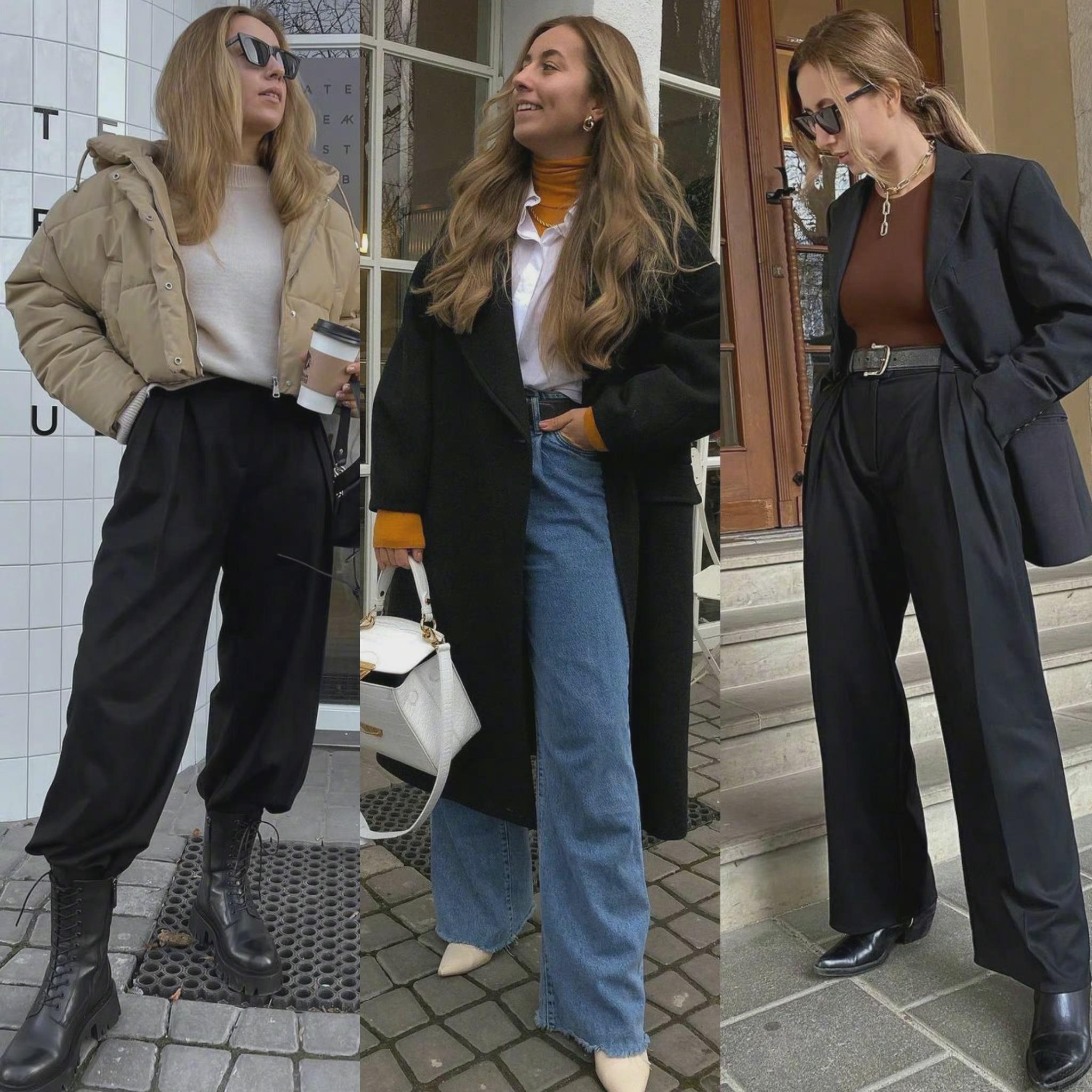 俄罗斯时尚博主的冬日出街穿搭合集