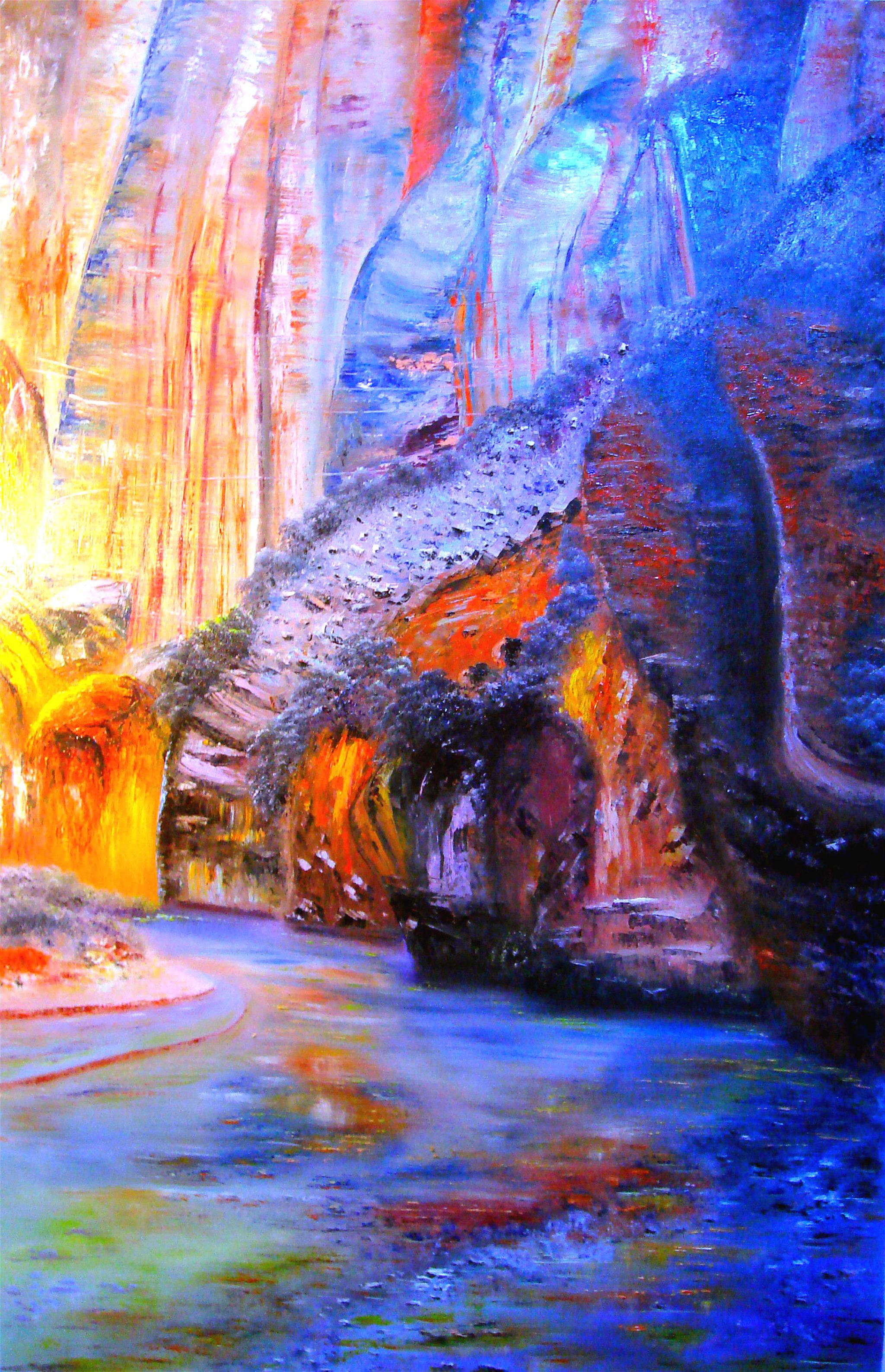 黄建南油画作品《金宝湖》.