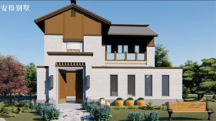 回乡建房面宽不足10米也可建新中式合院别墅!精致,豪华,有面!