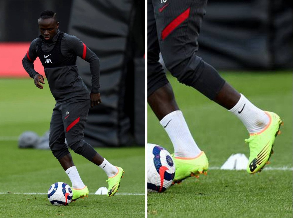 马内训练上脚新配色newbalancefuron足球鞋