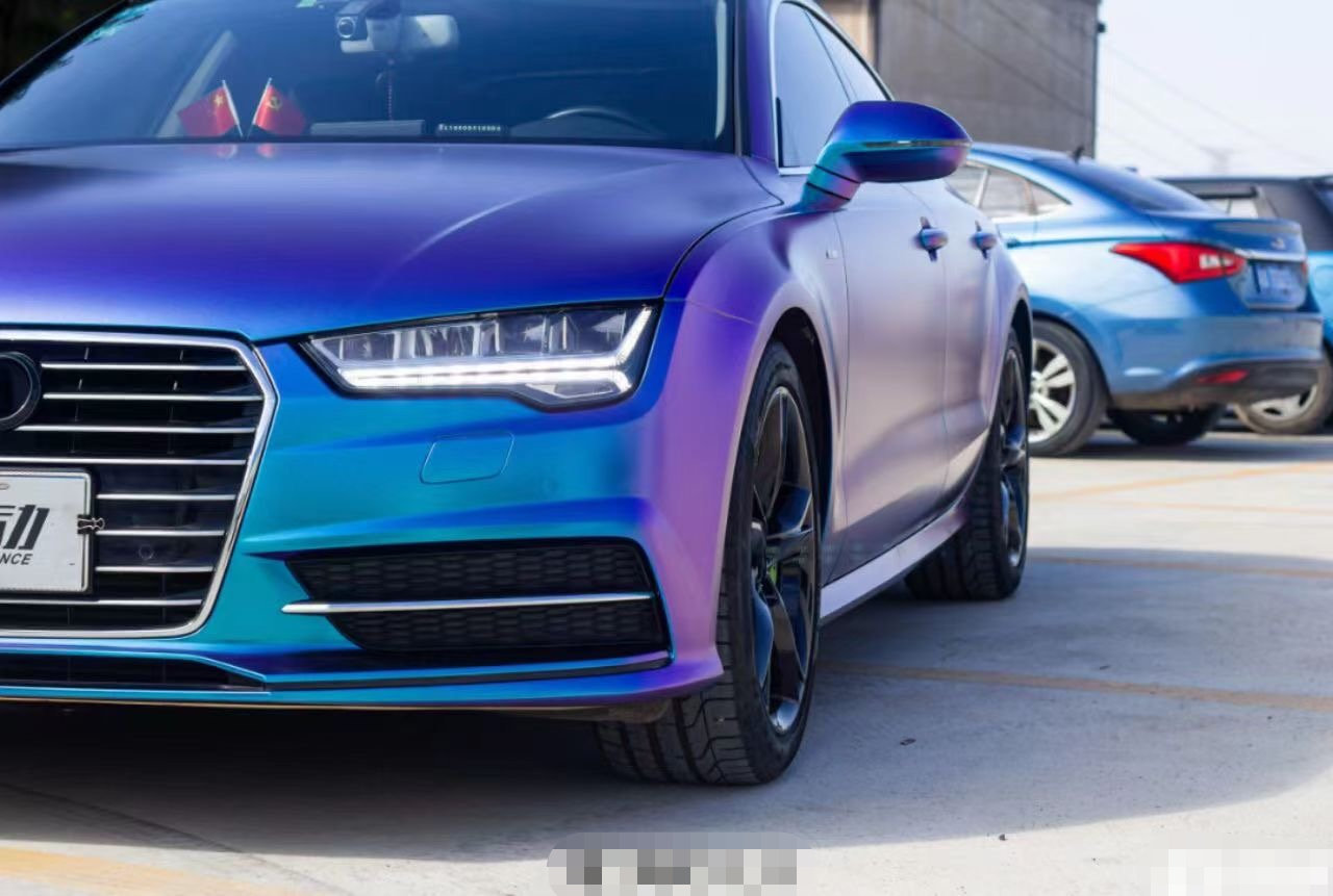 奥迪a7改色紫魅蓝 看着仙气十足