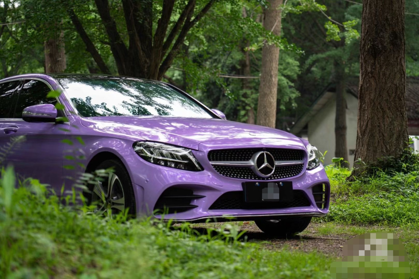 奔驰c260l改色梦幻紫 小姐姐的最爱