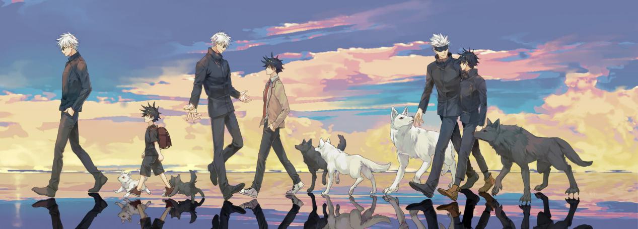 咒术回战"五伏"插画分享,惠惠被迫穿上圣诞装,玉犬不爽五条悟|惠惠|咒