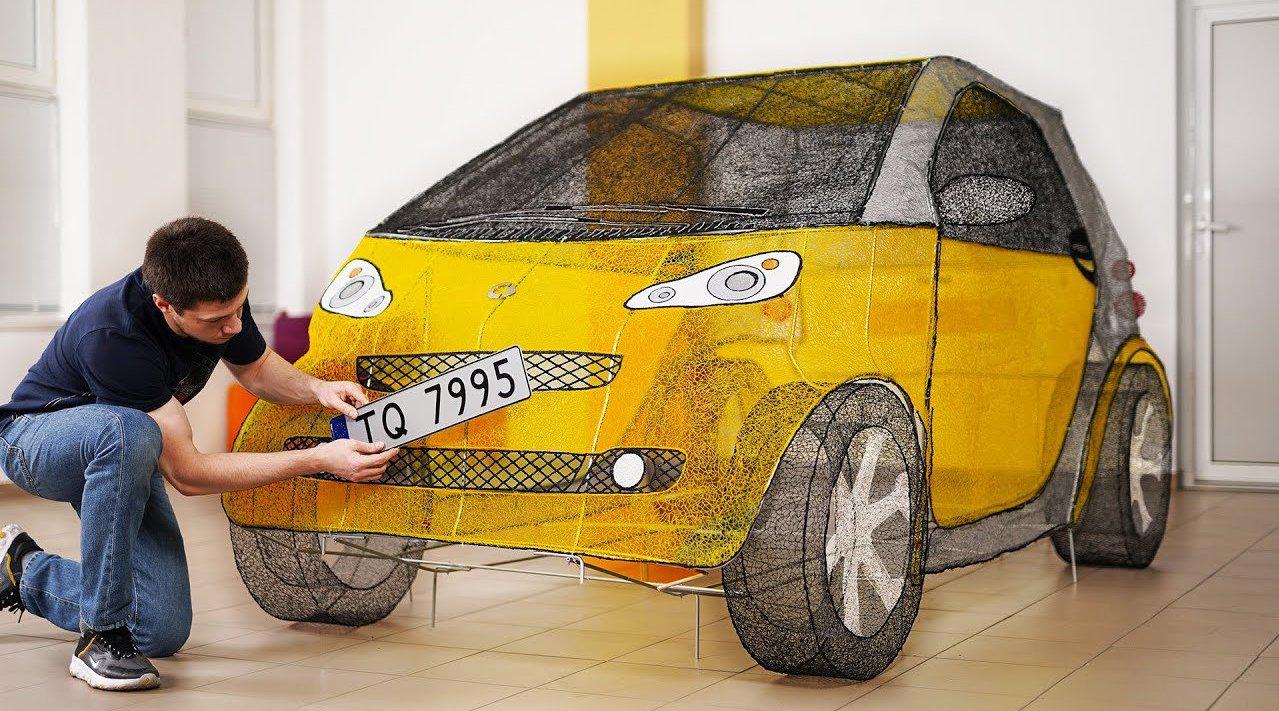 新奇的创意手工!牛人用3d打印笔"画出"一辆豪车,成品超炫酷