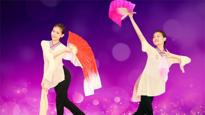 玥玥老师广场舞《灯火里的中国》原创扇子舞教学