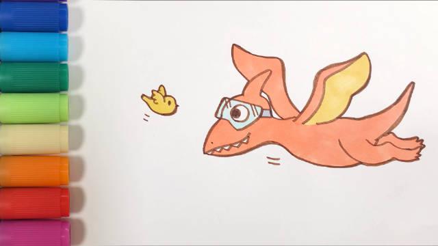 儿歌多多动物简笔画 翼龙 远古世界中天上的恐龙霸主