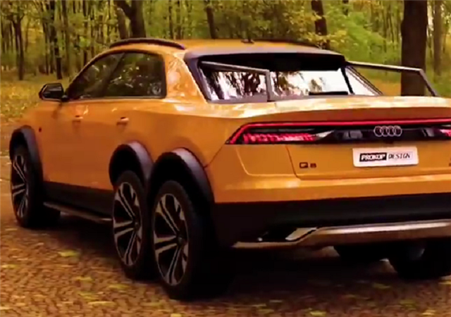 6个轮子的奥迪q8"皮卡版",配轻混系统,全车六轮驱动