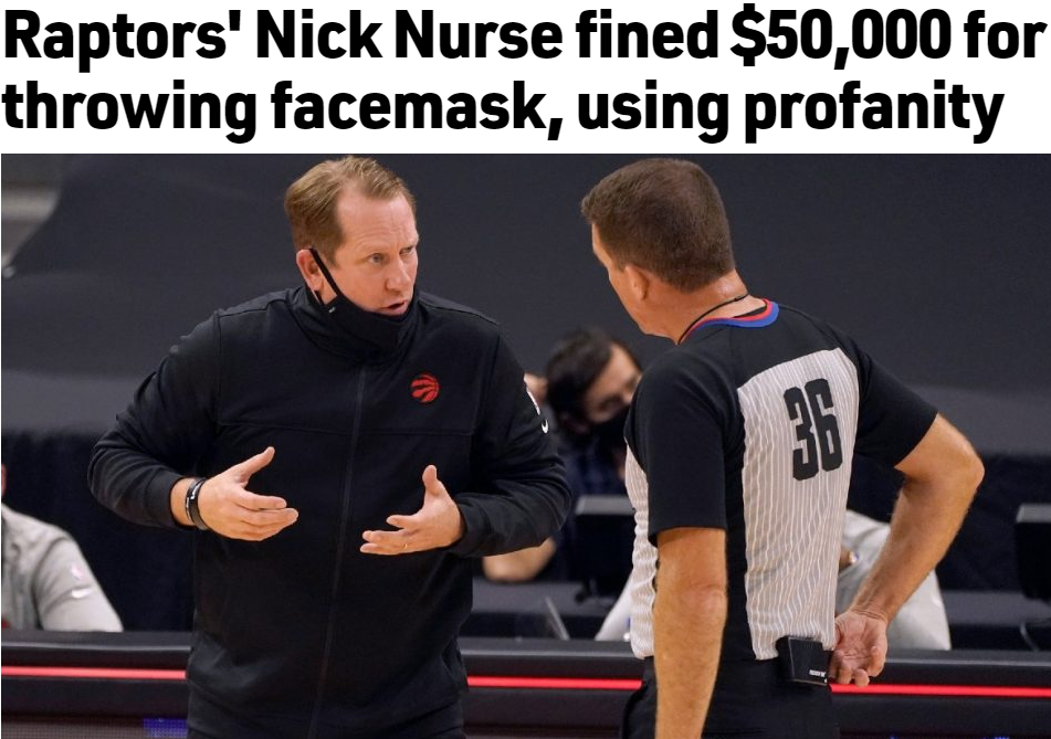 官方!猛龙主帅输急眼了!扔掉口罩,当场辱骂裁判,被罚5万美元休闲区蓝鸢梦想 - Www.slyday.coM 官方!猛龙主帅输急眼了!扔掉口罩,当场辱骂裁判,被罚5万美元休闲区蓝鸢梦想 - Www.slyday.coM