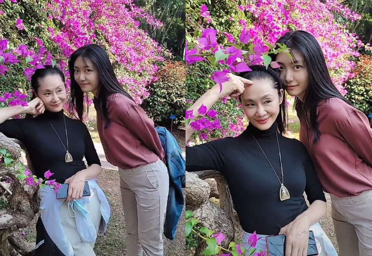 56岁于文华太冻龄,豪宅华丽铺木吊顶,女儿个高腿长被夸比妈美
