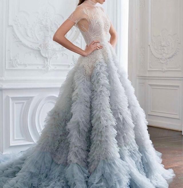 paolo sebastian淡雅仙气蓝色系礼裙,丛林仙子,薄纱,花卉浪漫