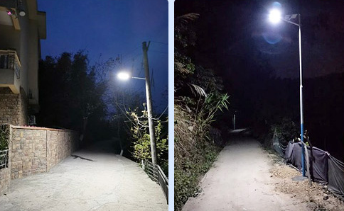 点点新农村太阳能路灯照明效果克服了缺点的新农村太阳能路灯,正渐渐