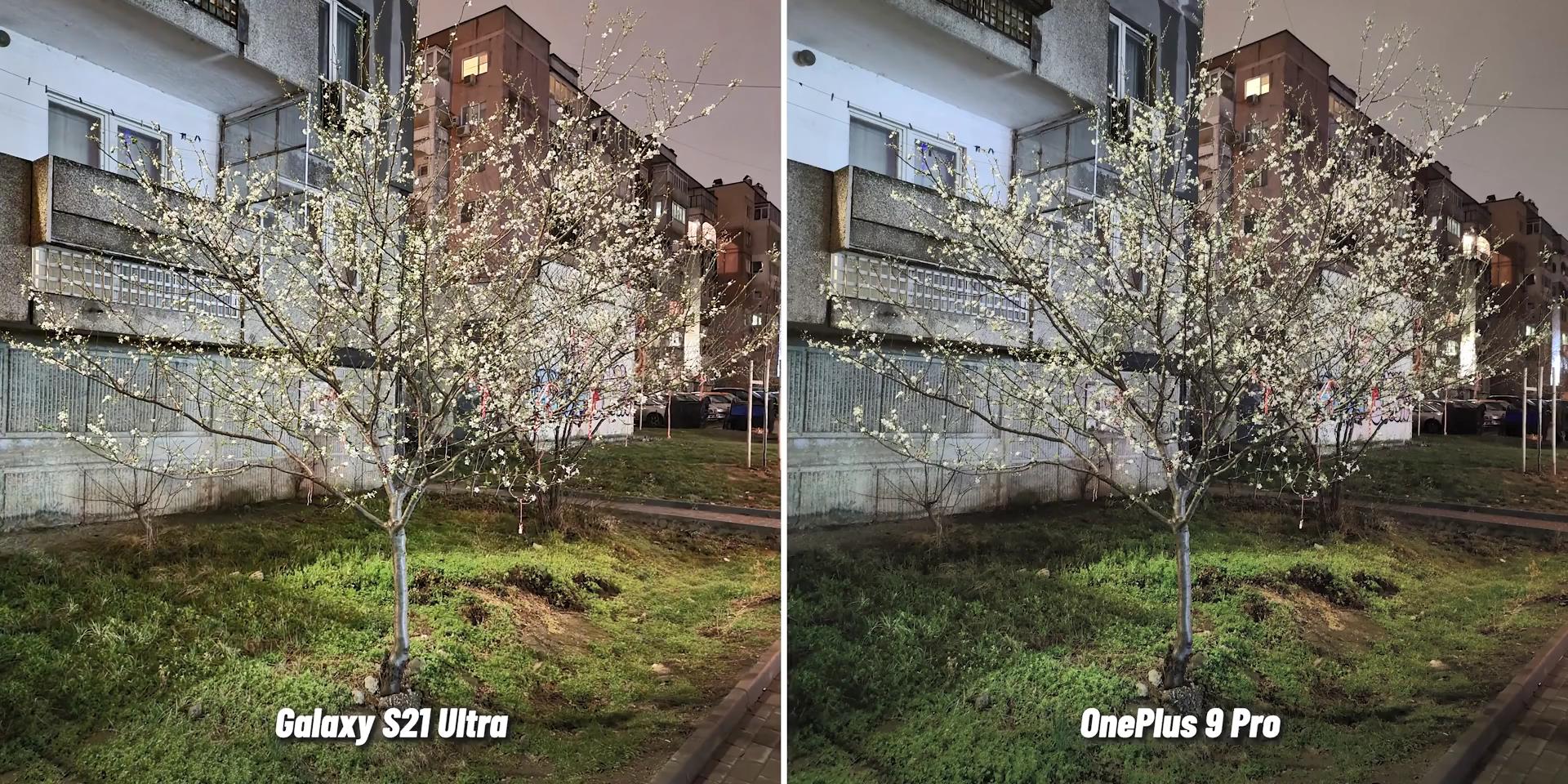 第四组照片是夜景拍照的对比,值得注意的是三星s21ultra和一加9pro的