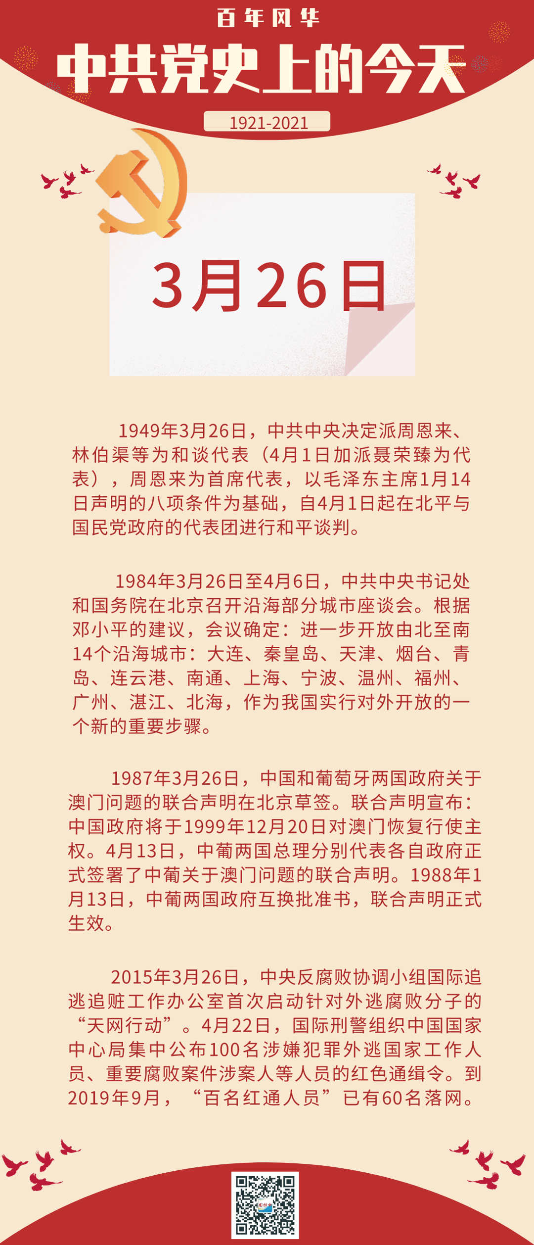 百年风华中共党史上的今天(3月26日)