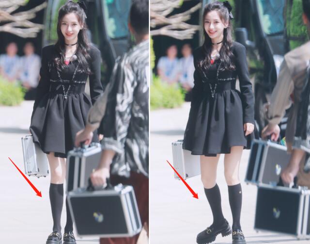 baby片场录节目被偷拍脚上一双万元鞋黑色袜子勒出小鸟腿
