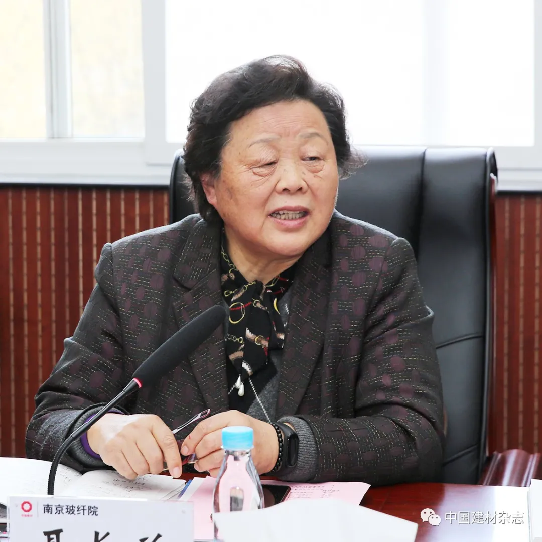 会长聂长兰,常务副理事长张岚嵘,秘书长鲁照宁,南京玻纤院董事长赵谦