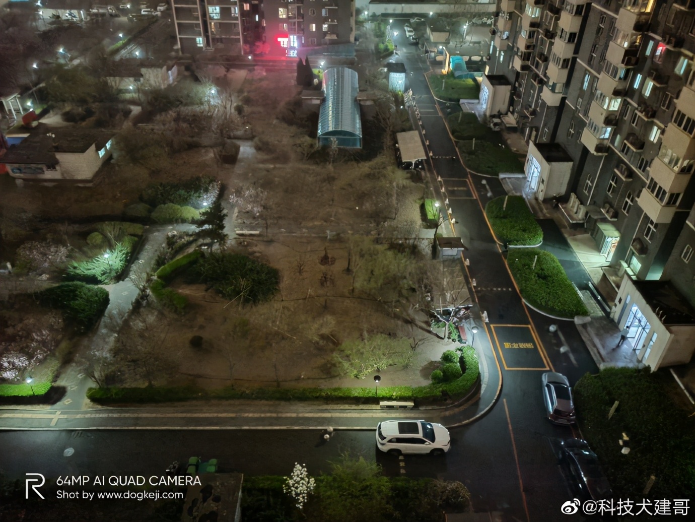 停车四个字清晰可见,但是周围的树木,绿植等模糊的一塌糊涂,荣耀 v40