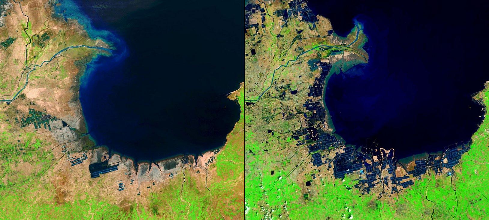 nasa卫星监控黄河30多年黄河三角洲变化惊人有好也有坏