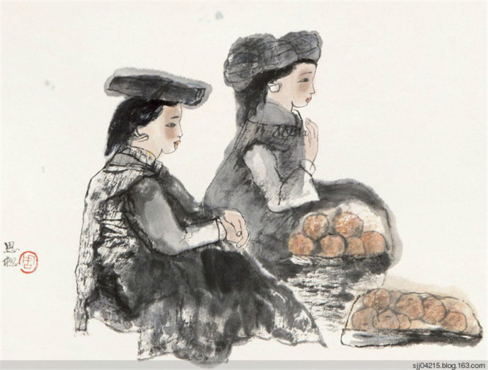 笔墨清新当代著名女画家周思聪精品人物画欣赏