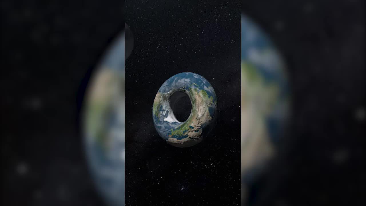 如果地球的形状像一个甜甜圈,那场景会是怎样的?