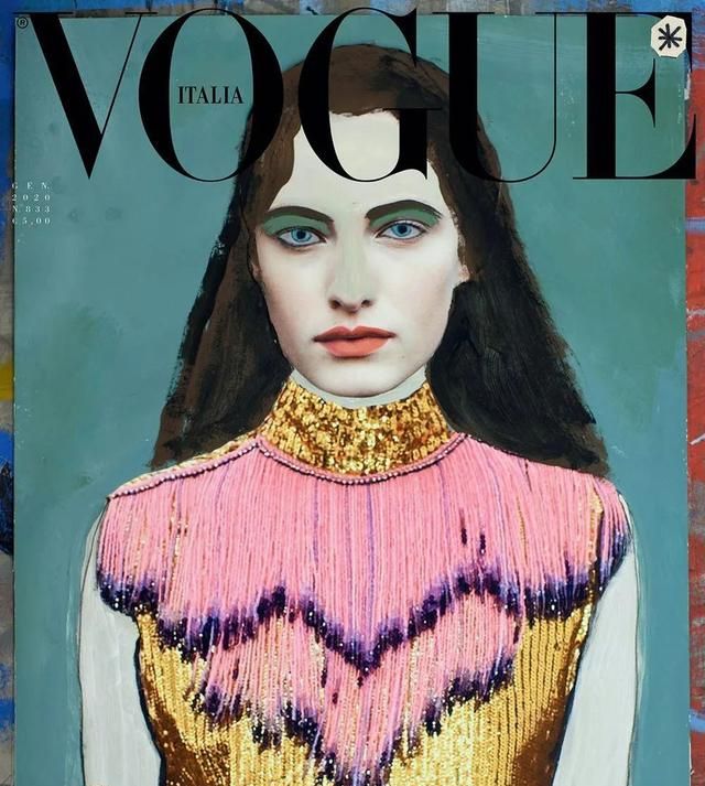 gucci 鼓励并赞助了意大利杂志vogue italia 采用绘图的形式制作封面