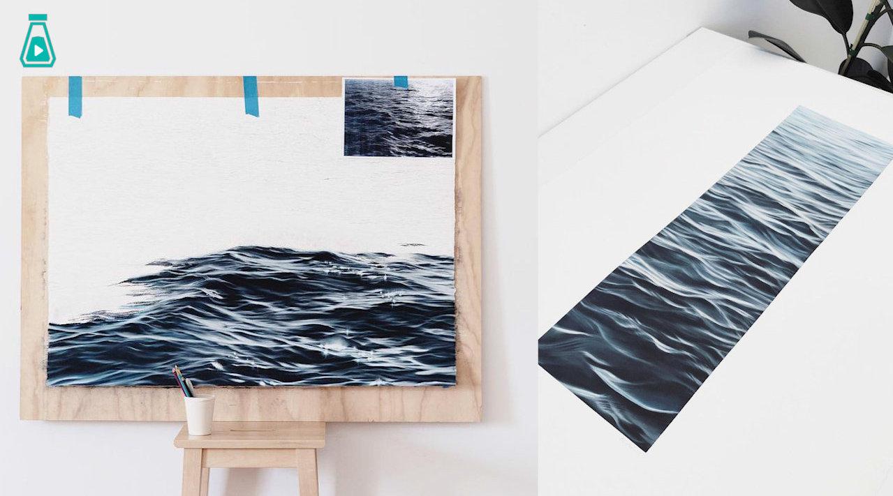 用彩铅描绘出波光粼粼的海面 真的挺漂亮的啊