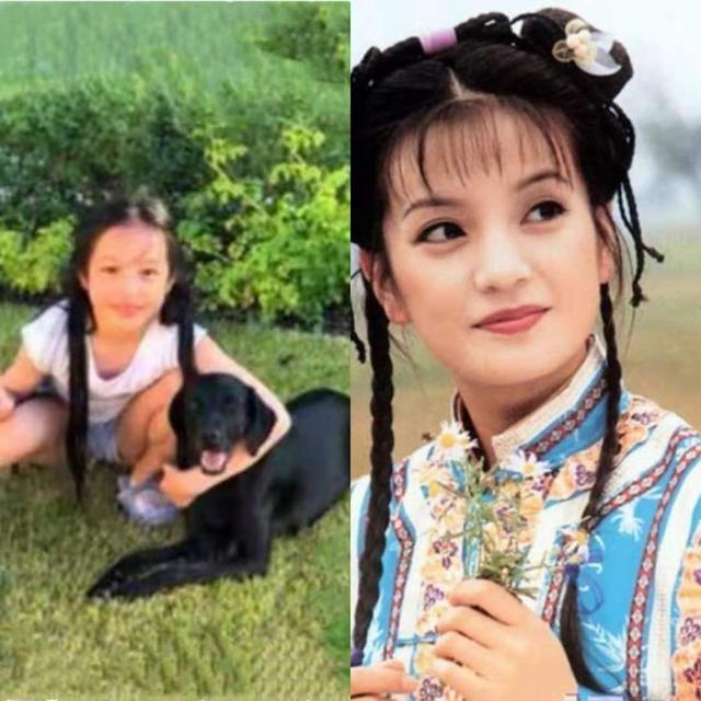 照片中的小四月俏皮可爱,看上去颇有妈妈赵薇饰演小燕子时古灵精怪的