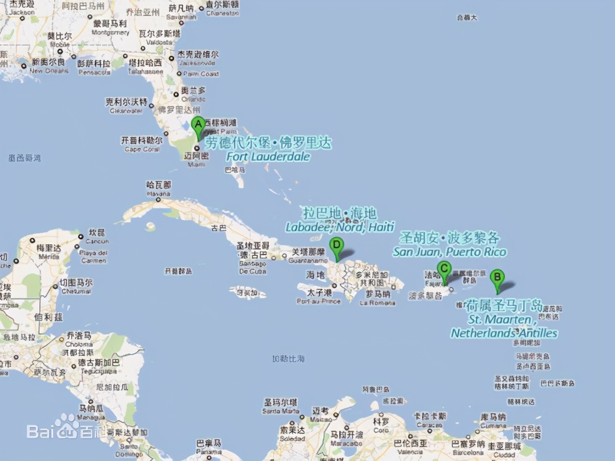 加勒比海地图位置图片