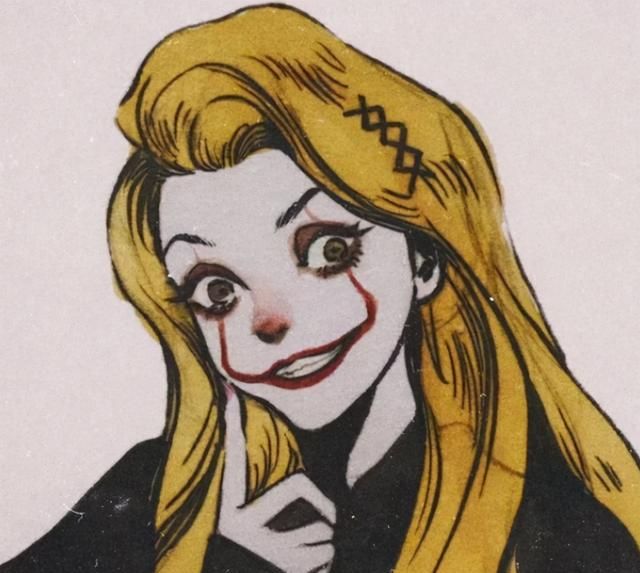 迪士尼公主画黑暗妆艾莎女王看着像反派但是好可爱