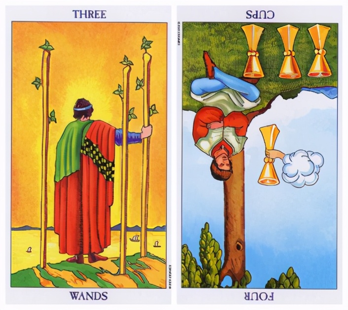 选择3:权杖三  圣杯四----你们会有好结果么:因此,你和他的感情是肯定