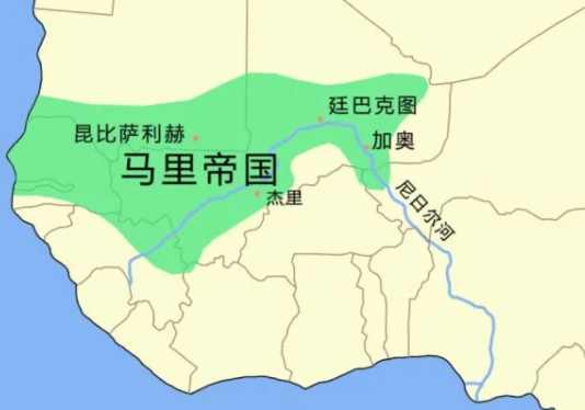 13世纪开始,马里帝国取代了加纳帝国的位置,并皈依了伊斯兰教.