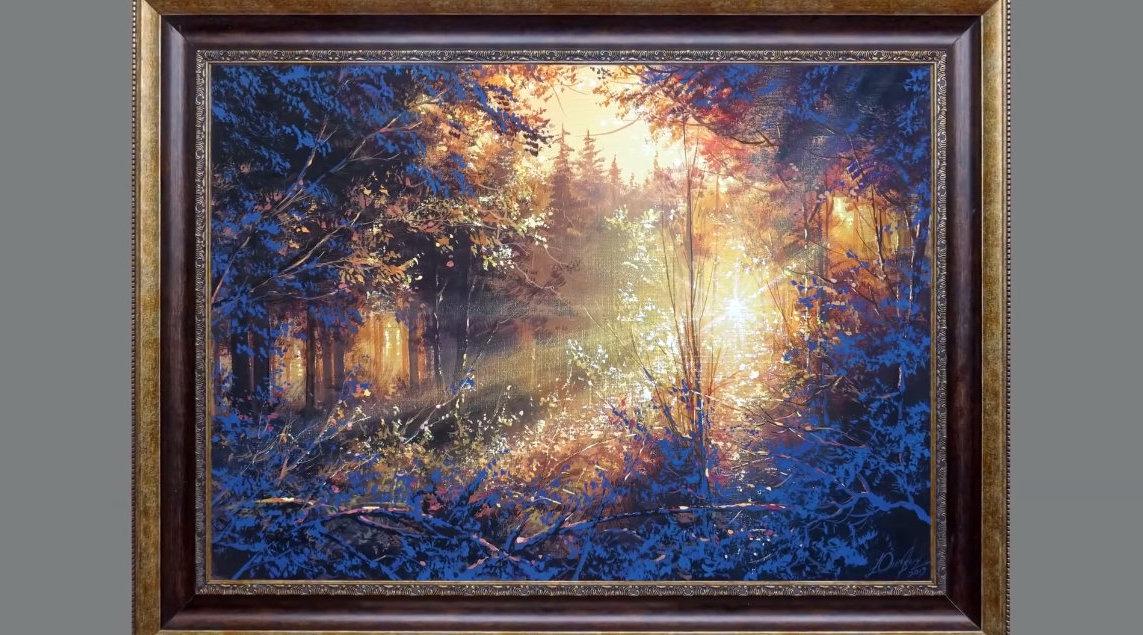 画一幅唯美的油画穿过森林的一束光作者yushkevichvictor67