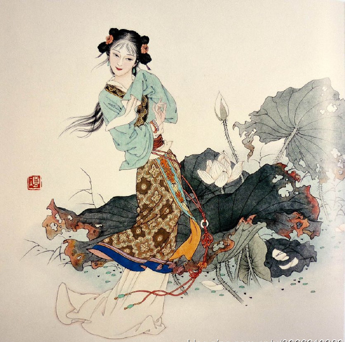 国画中的古典美人出尘脱俗