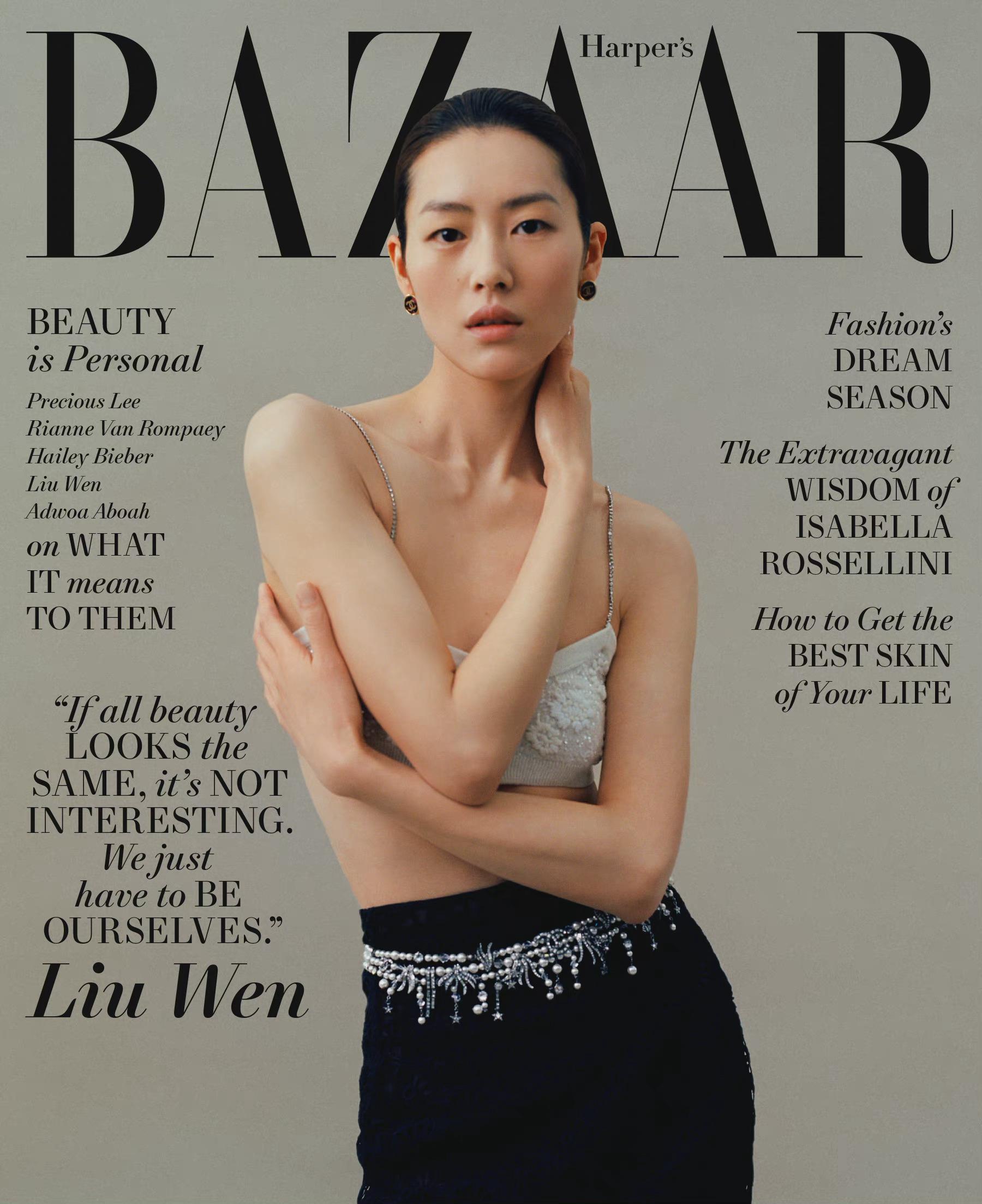 刘雯登上harpersbazaar杂志5月号封面立体的五官