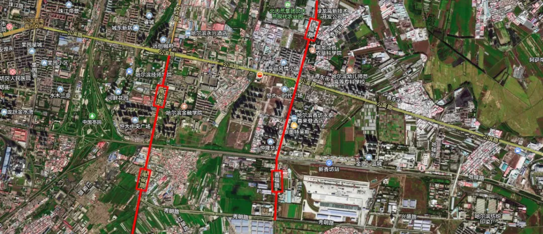 项目建设地点为香坊区,起点电碳街,终点香福路,道路为东西走向.
