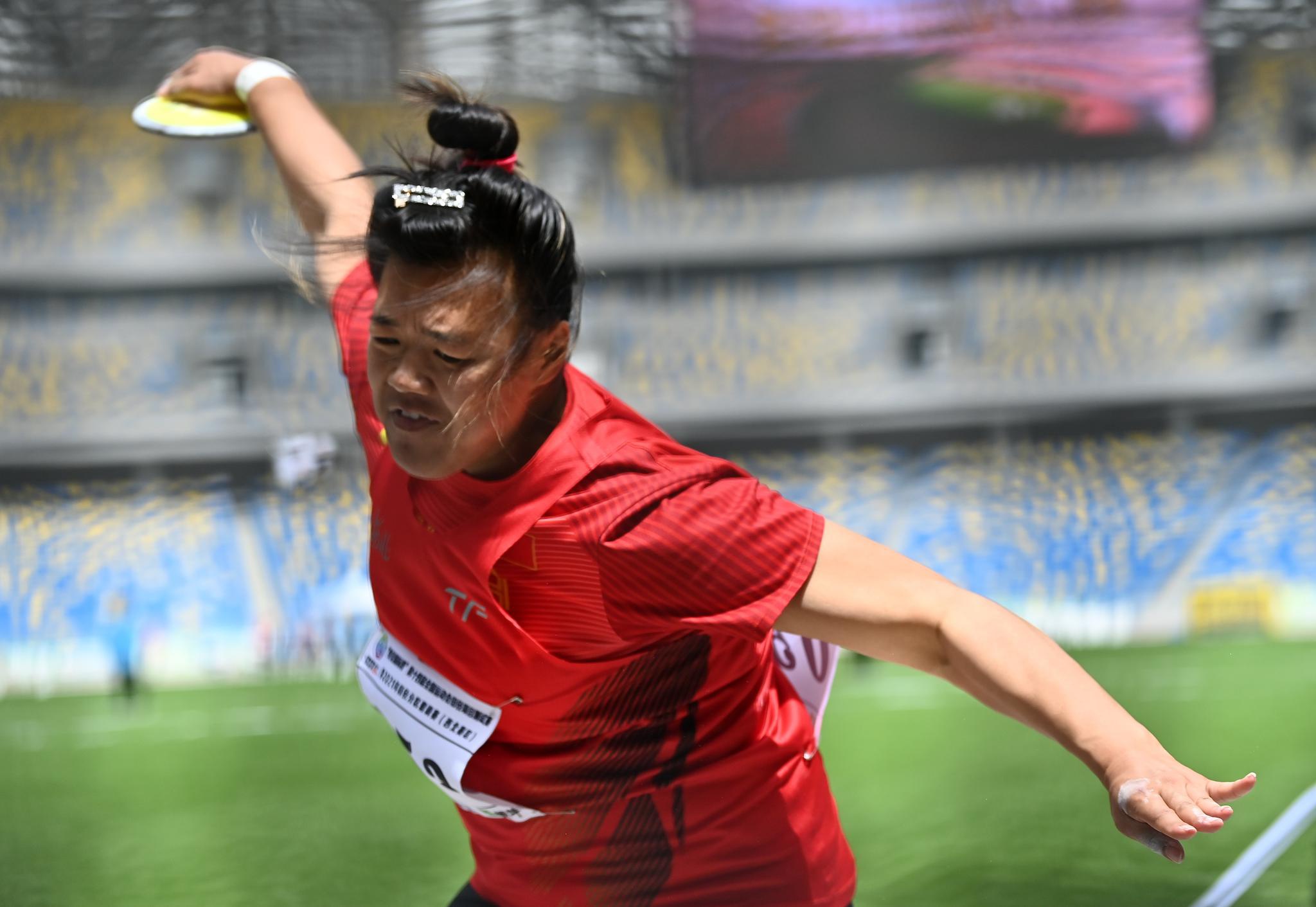 田径全运会田径测试赛女子铁饼赛况