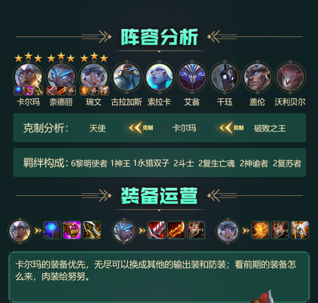 云顶之弈s5:豹女太过op?korol六黎明卡尔玛强势冲分