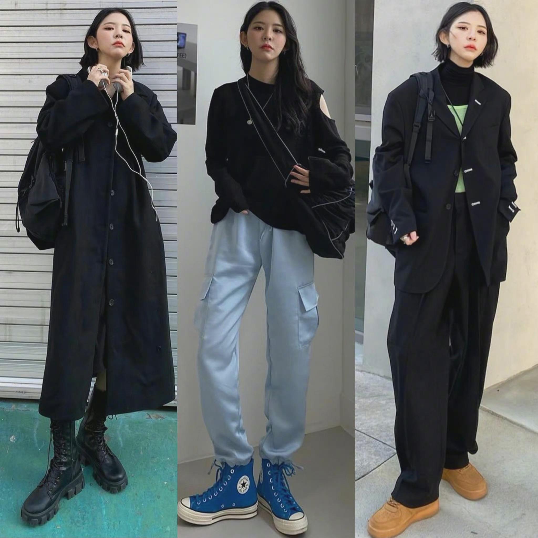 酷帅女生的黑色系穿搭参考