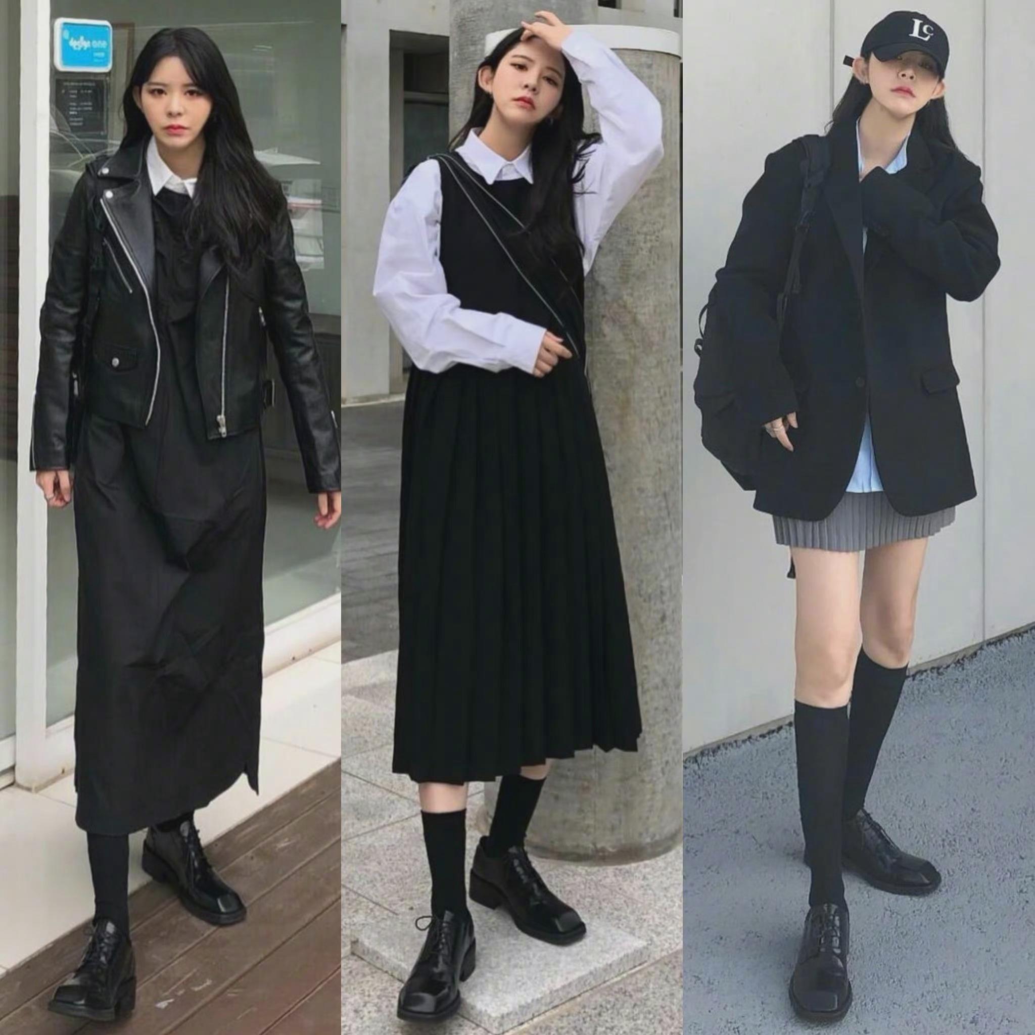 酷帅女生的黑色系穿搭参考