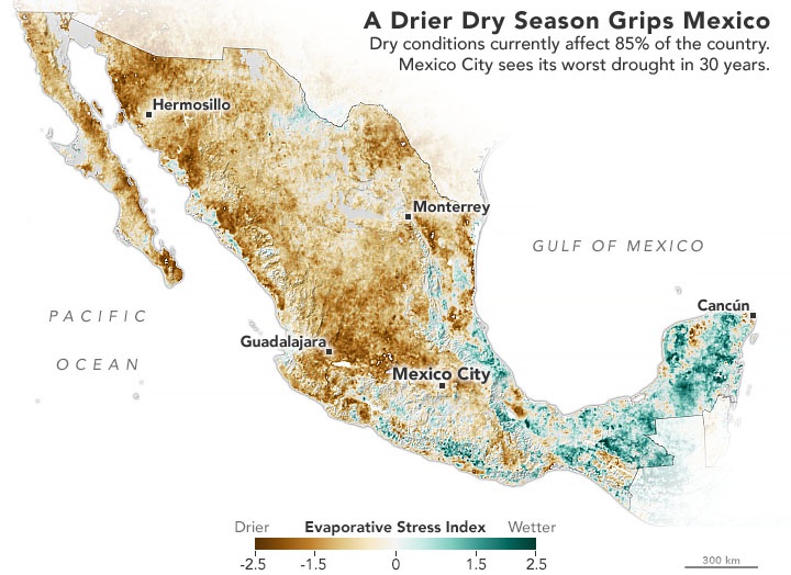 今年气候不正常?墨西哥近85%的地区干旱,nasa:与拉尼娜有关