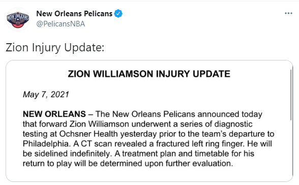 无限期休战！锡安手指骨折或报销，鹈鹕总裁责怪裁判+向联盟投诉休闲区蓝鸢梦想 - Www.slyday.coM