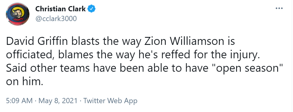 官宣无限期休战！锡安手指骨折或赛季报销，高管抱怨裁判纵容对手休闲区蓝鸢梦想 - Www.slyday.coM