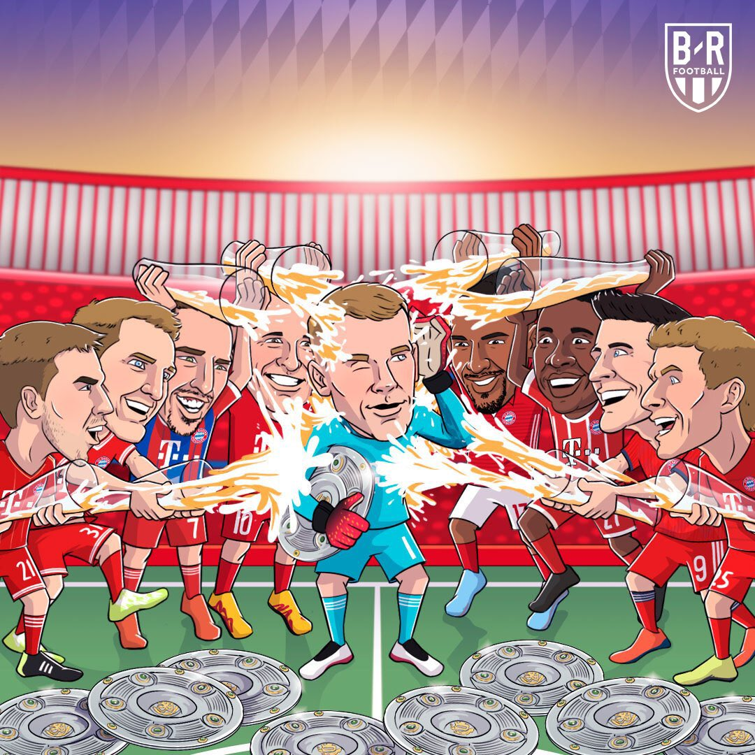 王者拜仁德甲官方和各大媒体海报祝贺拜仁夺冠